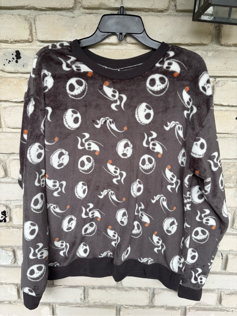Disney Night Before Christmas Fleece pullover Jack and Zero allover print top